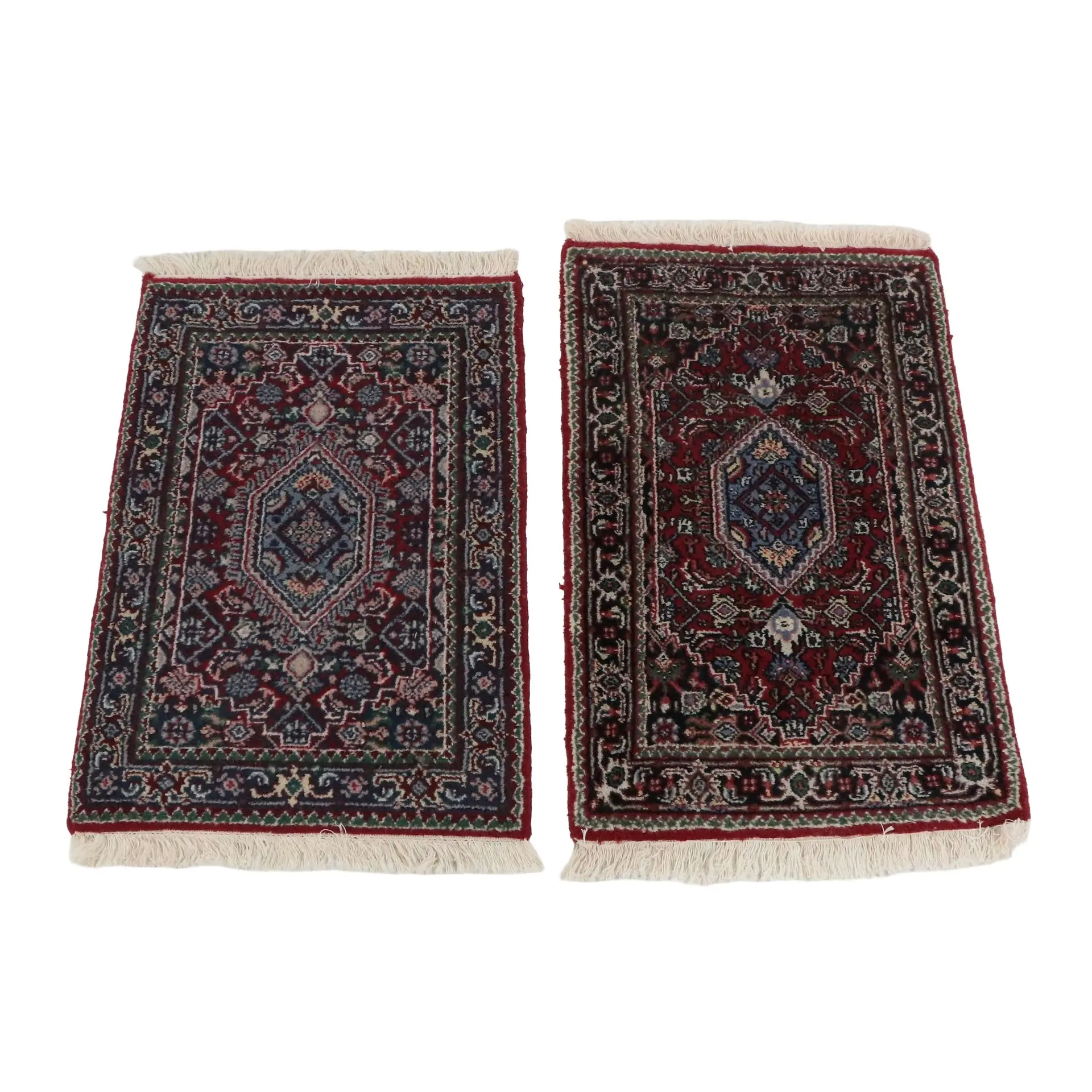 Two Hand-Knotted Persian Bijar Accent Rugs