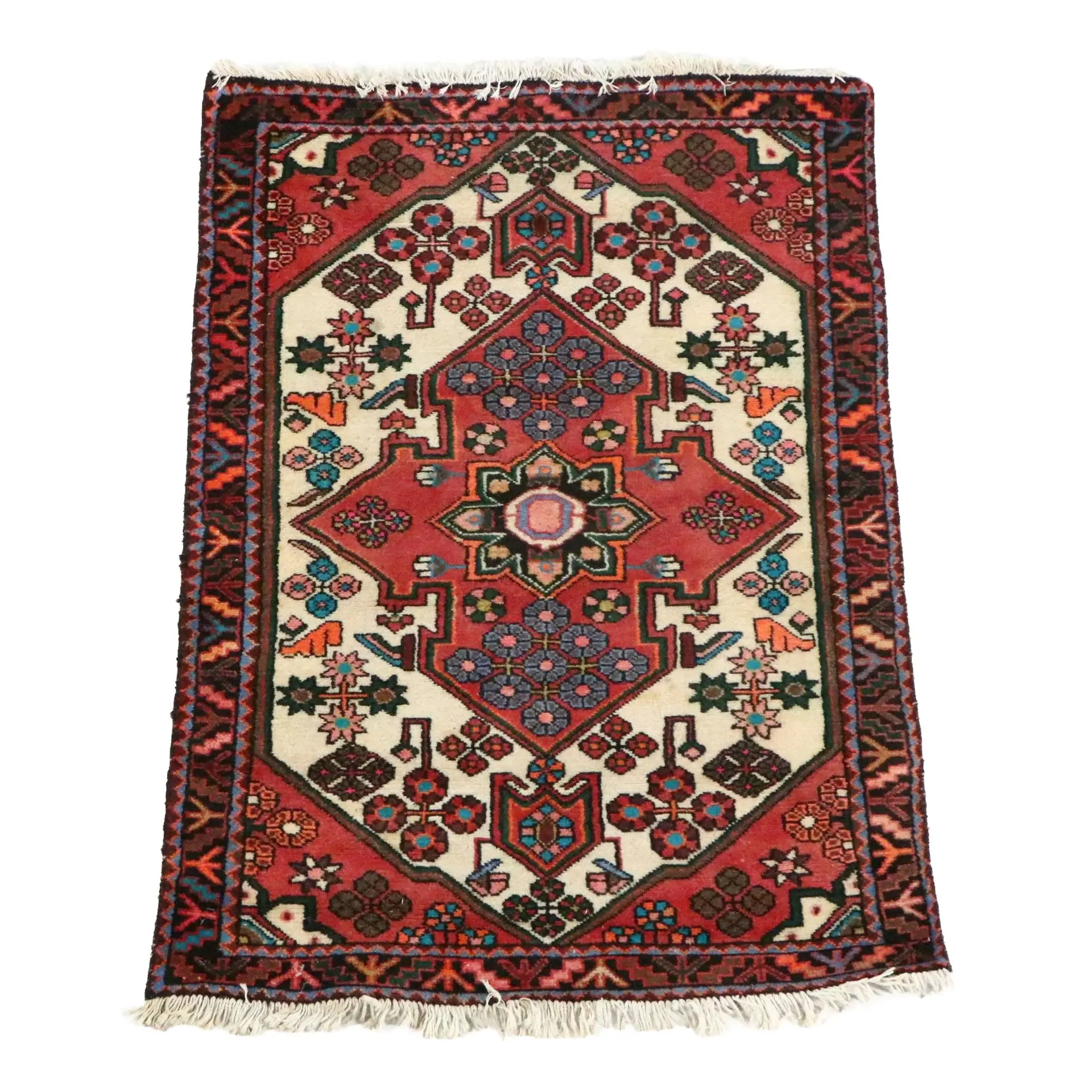 3'4 x 4'10 Hand-Knotted Persian Hamadan Accent Rug
