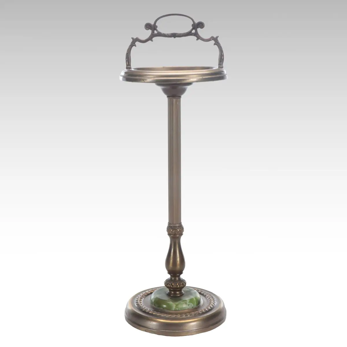 Edwardian Style Brass Tone and Calcite Standing Ashtray, Early to Mid-20th C