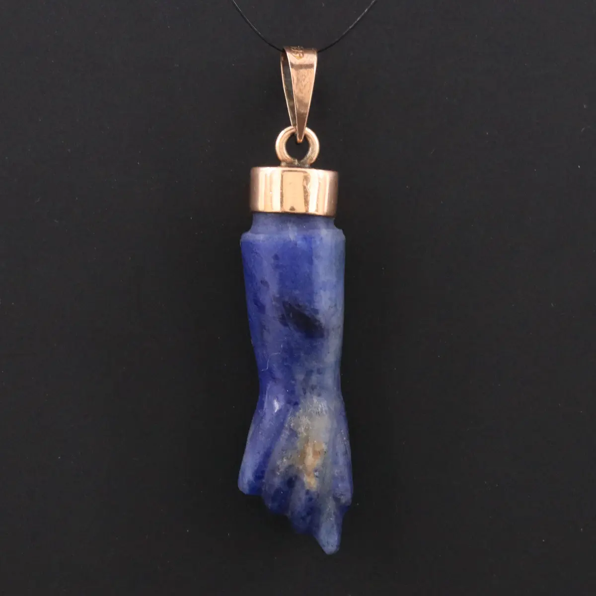 14K Lapis Lazuli Figa Amulet Pendant