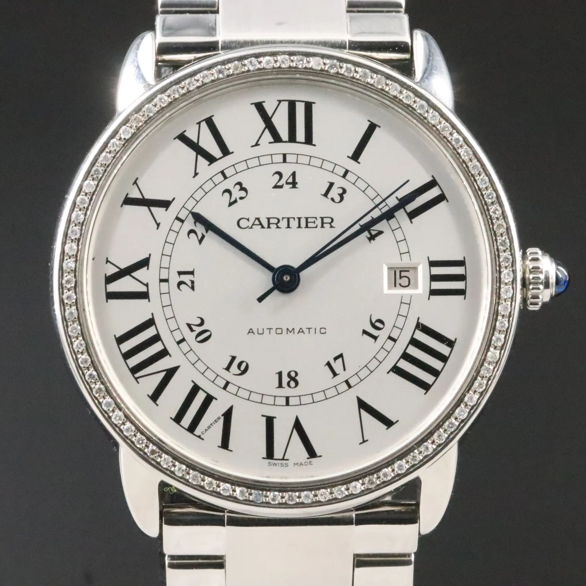 Cartier Ronde Solo XL 42MM Custom Diamonds Steel Automatic Watch