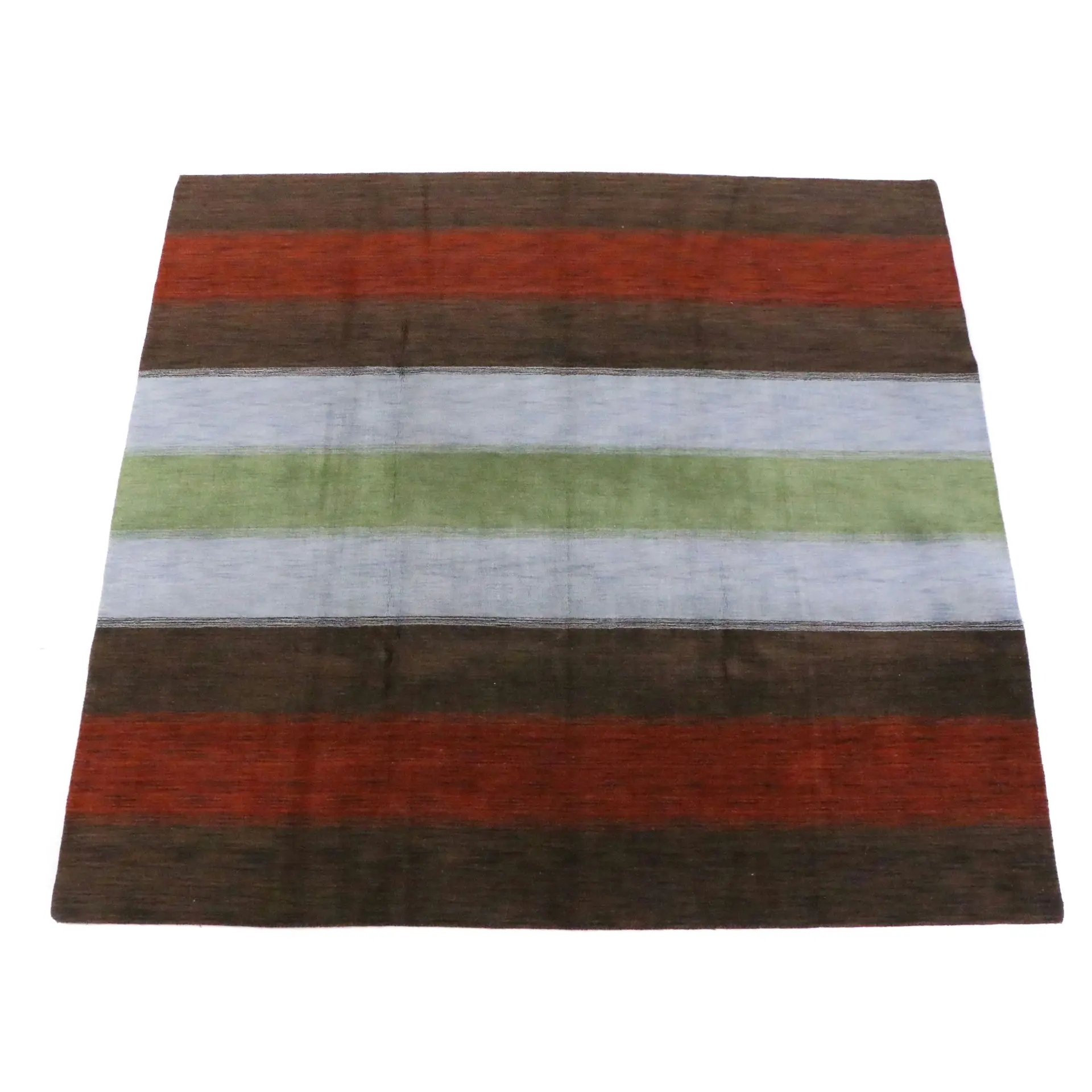 10'1 x 9'10 Hand-Knotted Contemporary Indian Striped Area Rug