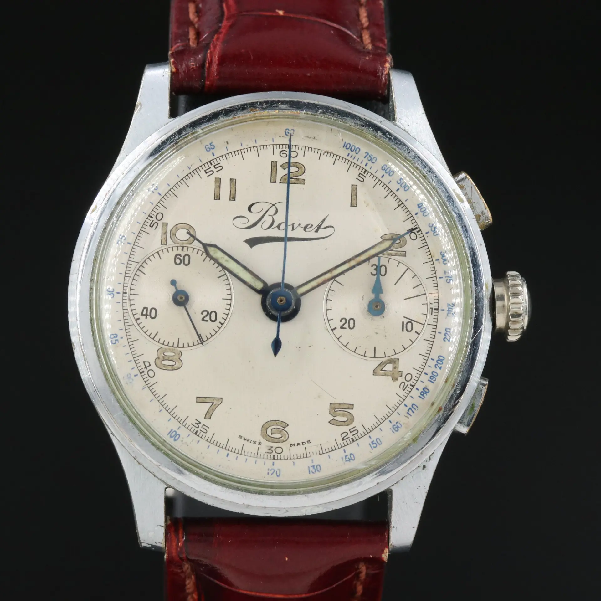 Swiss Bovet Manual Wind Chronograph Watch