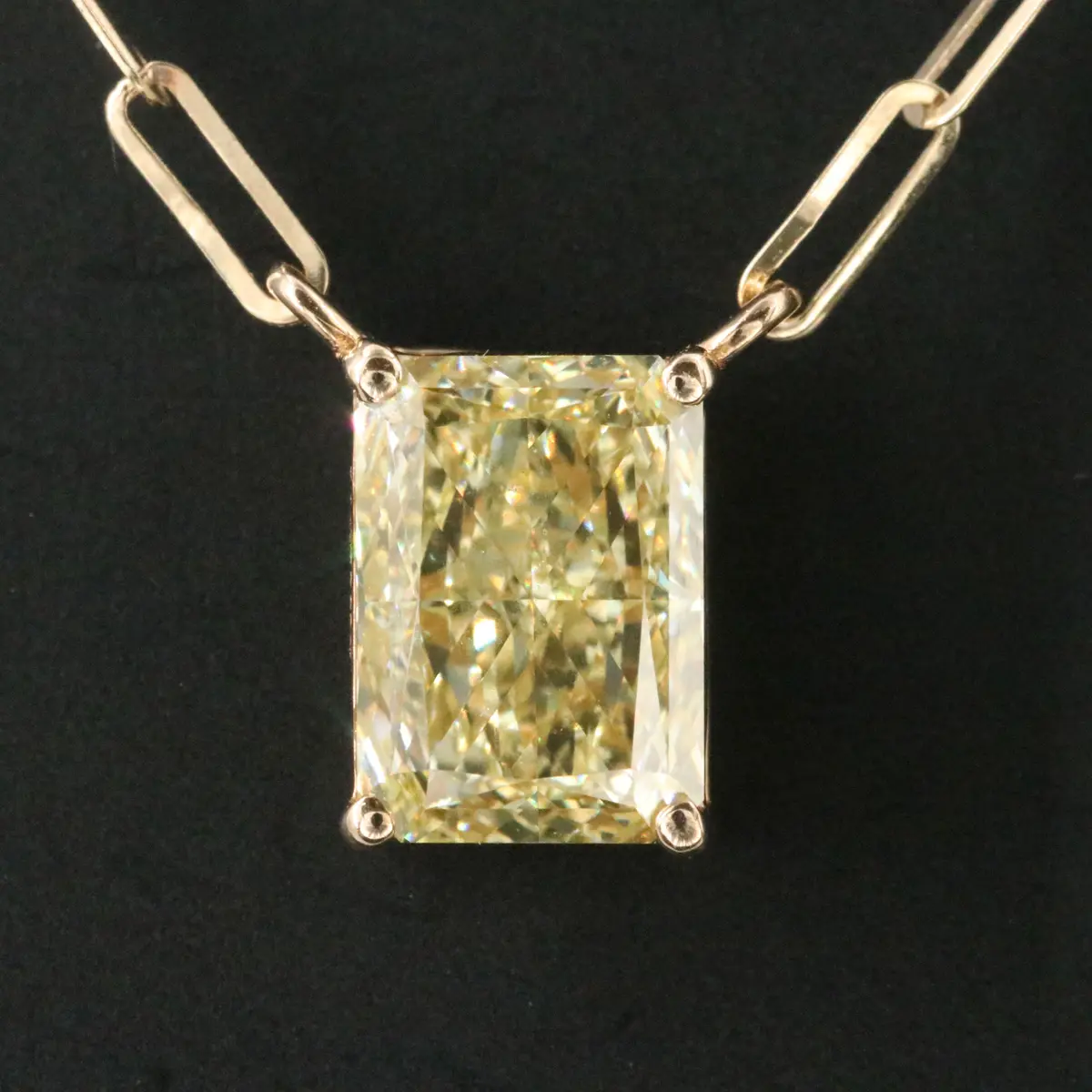 14K 2.32 CT Fancy Intense Yellow Lab Grown Diamond Necklace with IGI Report