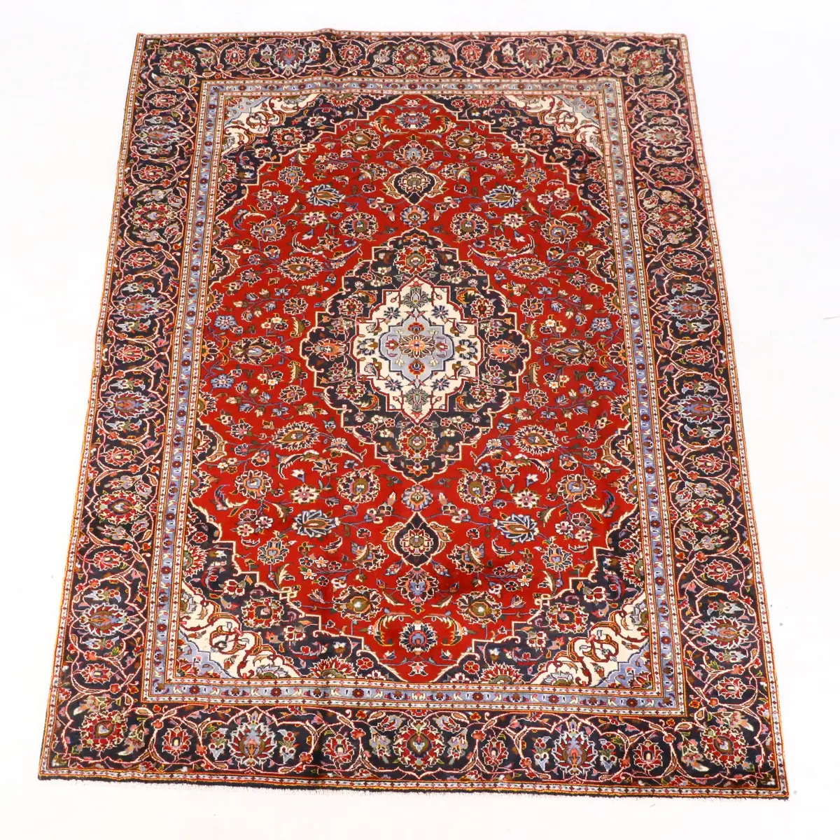 7'8 x 10'7 Hand-Knotted Persian Kashan Area Rug