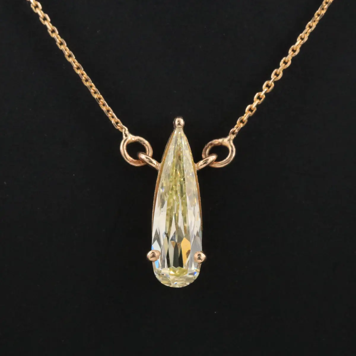 14K Gold 1.06 CT Fancy Yellow Lab Grown Diamond Solitaire Necklace
