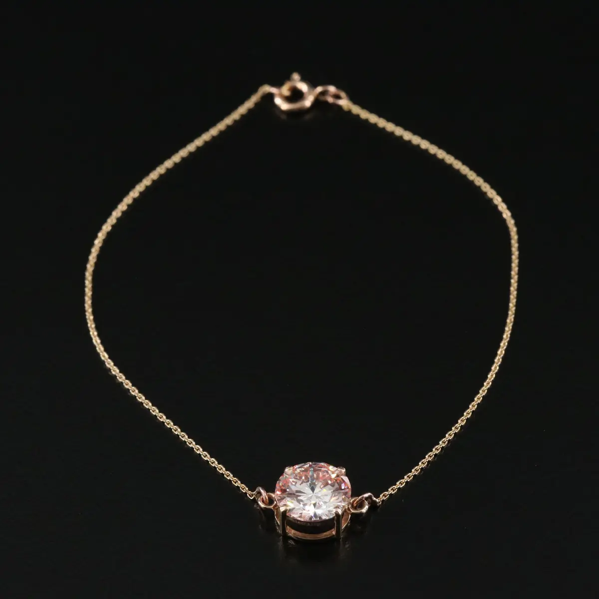 14K 2.11 CT Lab Grown Fancy Pink Diamond Solitaire Bracelet with IGI Report