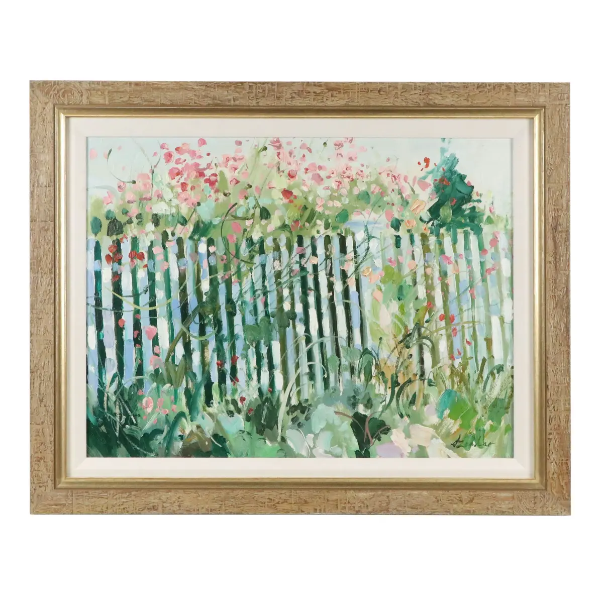 Stylized Oil Painting of Overgrown Garden Fence