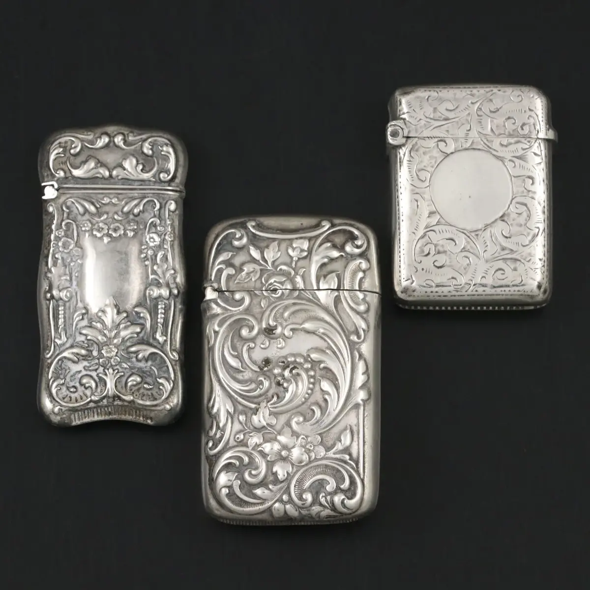 Art Nouveau Sterling Silver Match Safes, Vintage