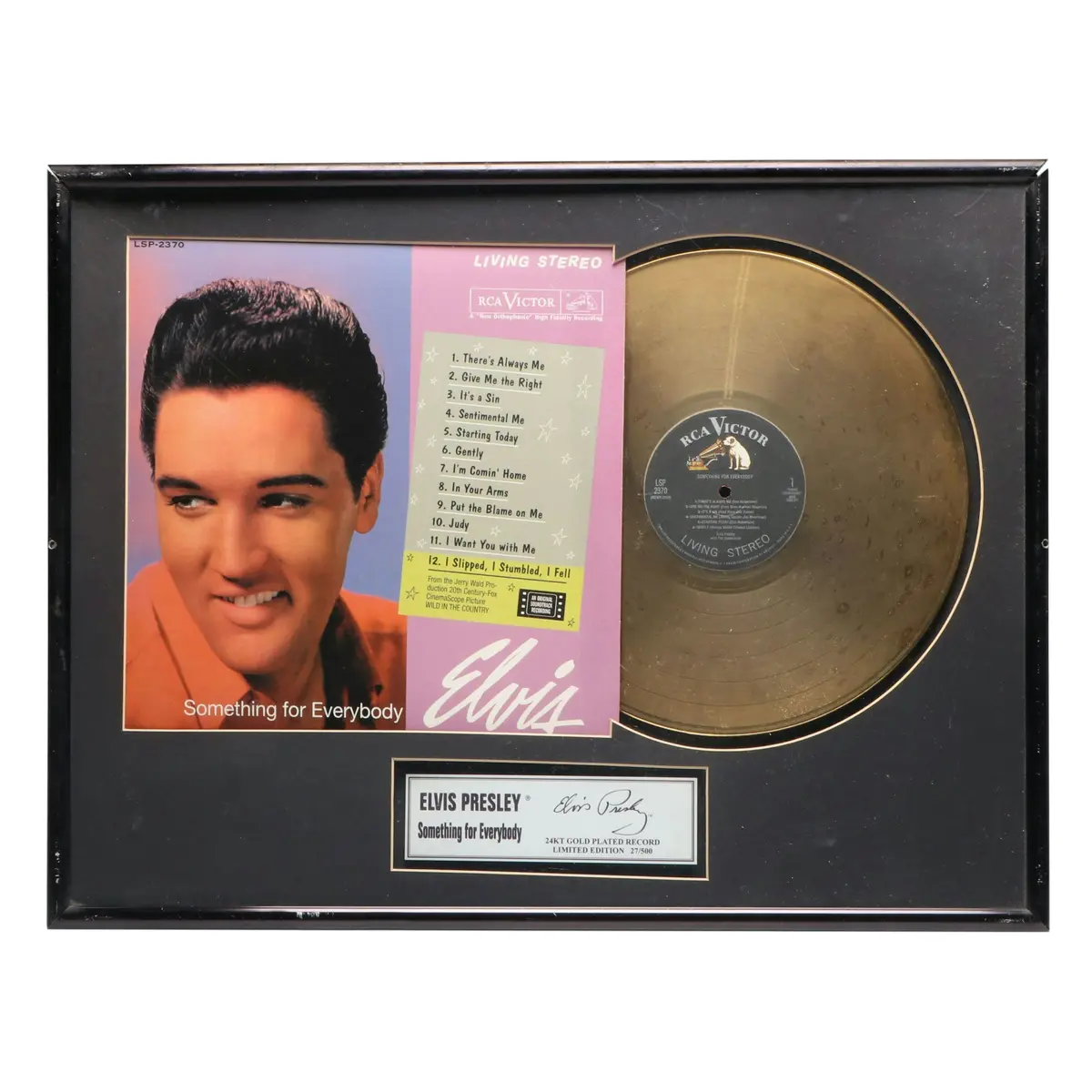 Elvis Presley "Something for Everybody" Gold Tone LP Framed Vinyl Record