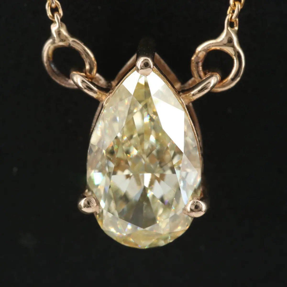 14K 1.52 CT Lab Grown Fancy Yellow Diamond Solitaire Necklace with IGI Report