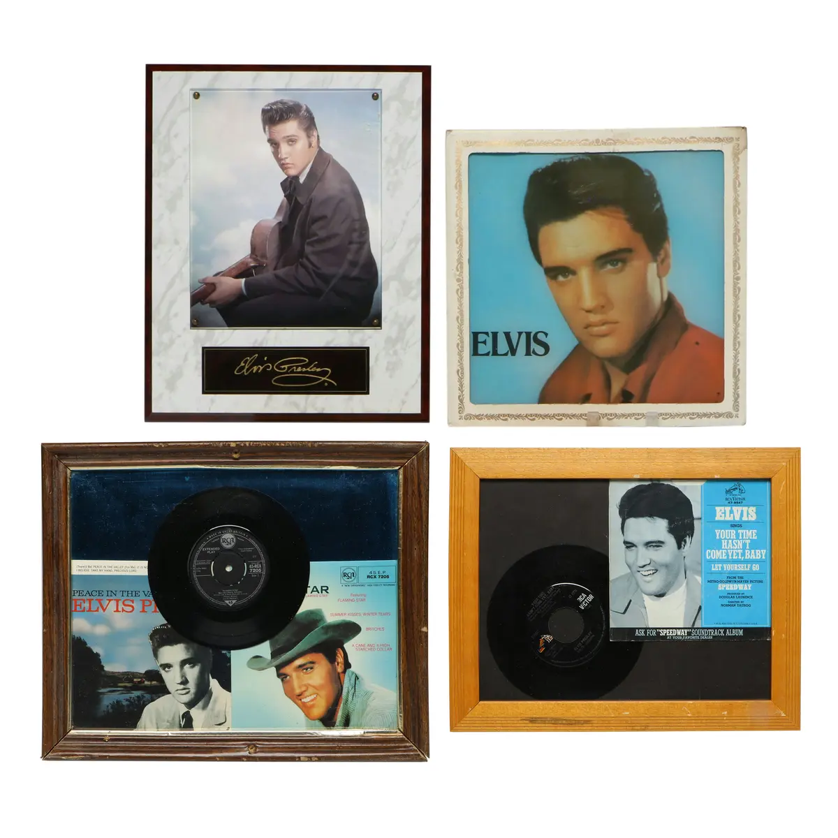 Framed Elvis Presley RCA Vinyl Records with More Elvis Wall Décor, Vintage