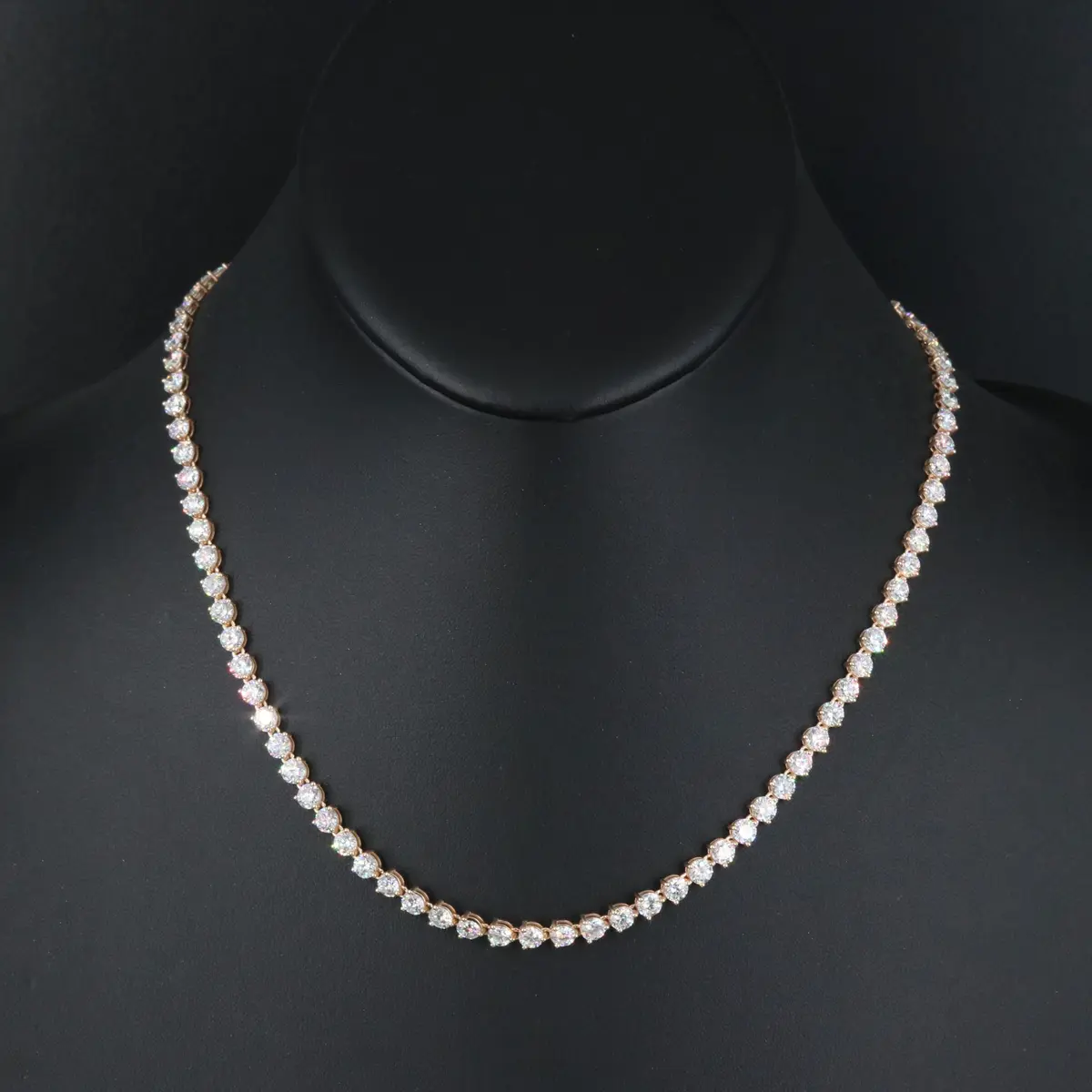 14K 16.70 CTW Lab Grown Diamond Rivière Necklace with IGI Jewelry Report