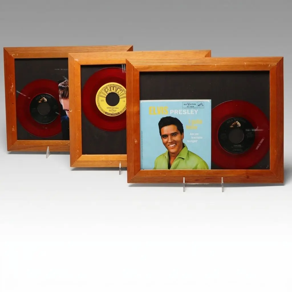 "Milk Cow Blues Boogie" and More Framed Elvis Presley Records, Mid-20th C.