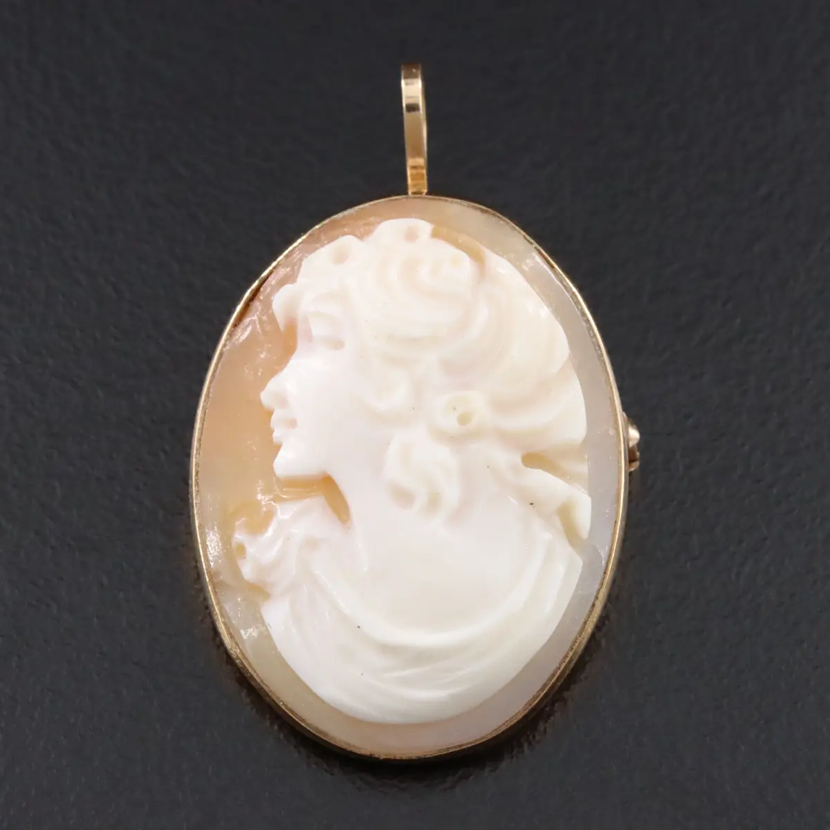 14K Shell Cameo Brooch