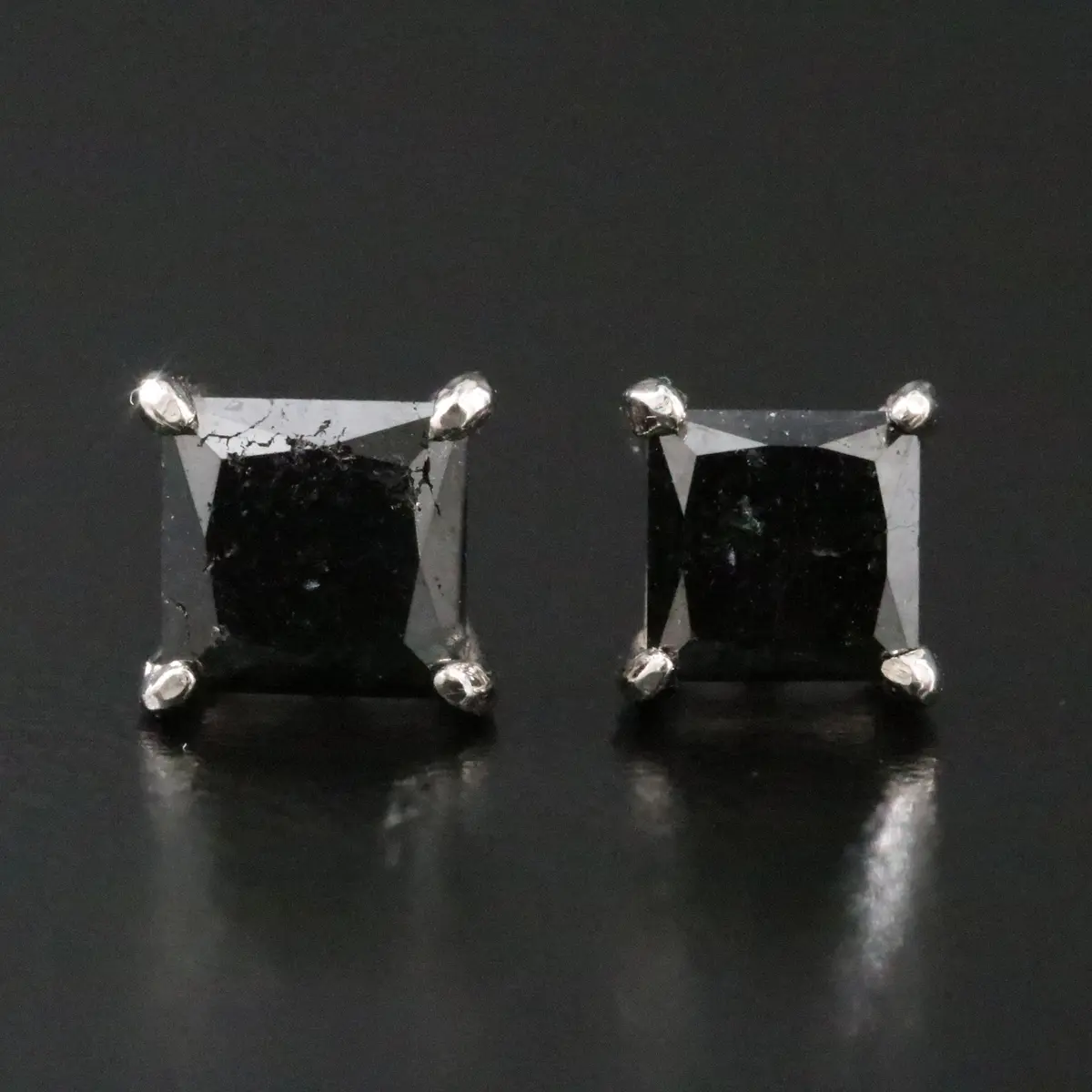 Sterling 1.00 CTW Fancy Black Diamond Stud Earrings