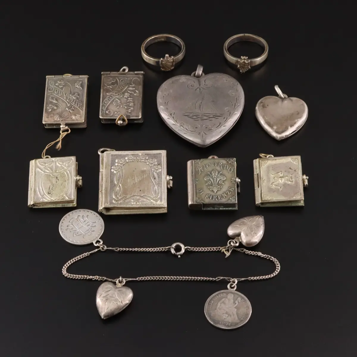 Victorian Love Tokens & Art Nouveau Souvenir Pendants Featured in Jewelry