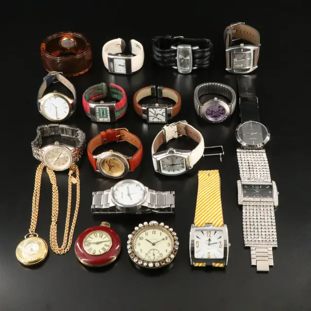 Collection of Bold, Bangles and Designer Dress Watches Featuring Kenneth Cole