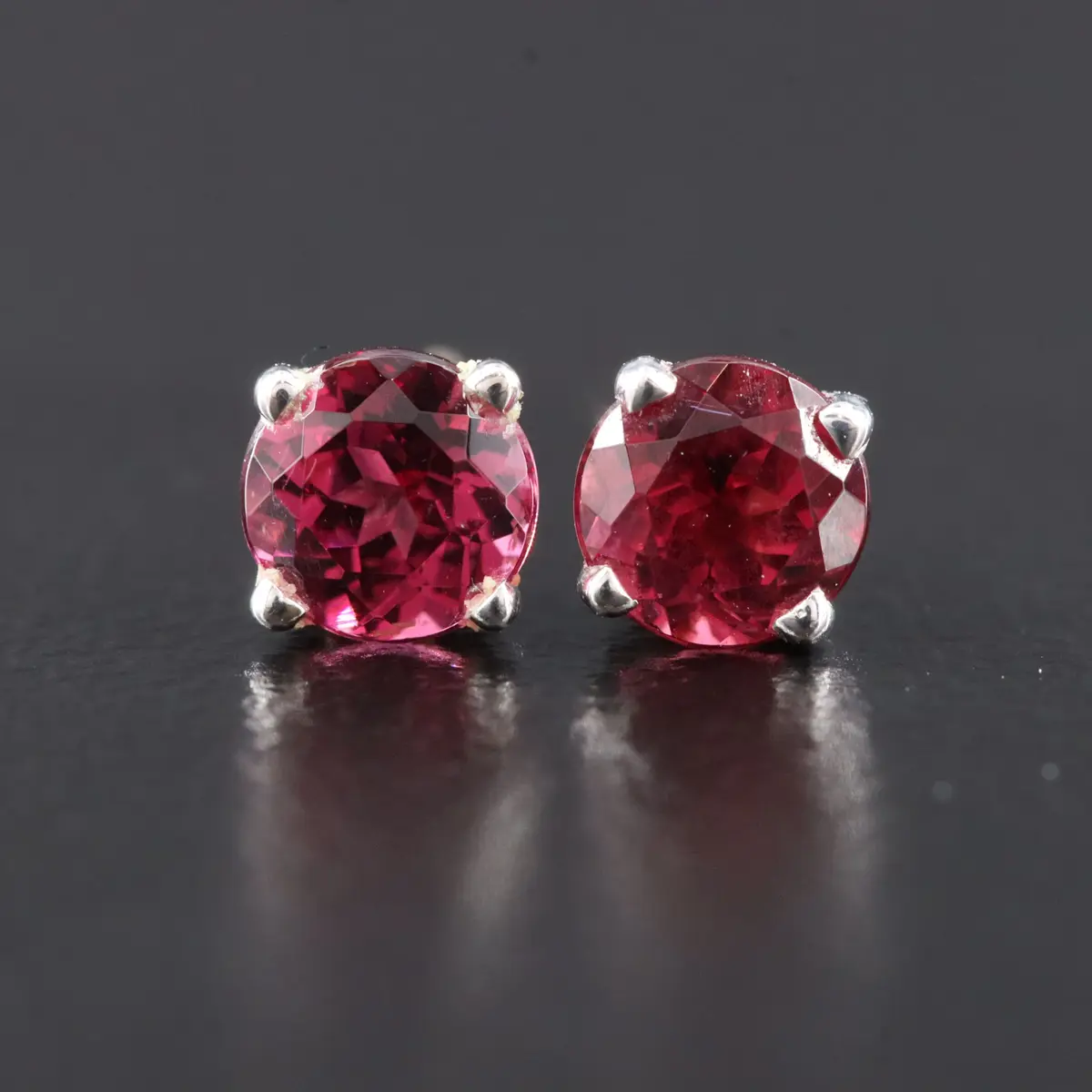 14K Garnet Solitaire Earrings