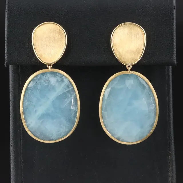 Marco Bicego Lunaria 18K Aquamarine Drop Earrings