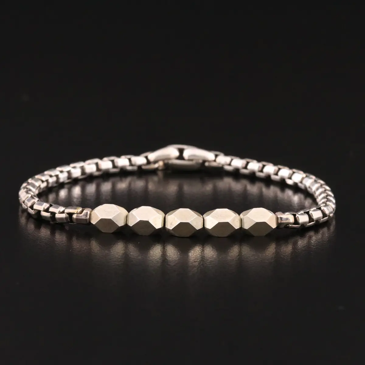 David Yurman Sterling Faceted Bead Bracelet