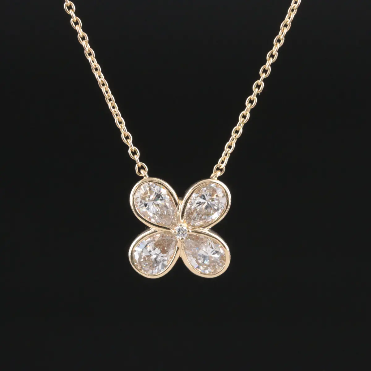 14K 1.00 CTW Lab Grown Diamond Flower Pendant Necklace with IGI Report