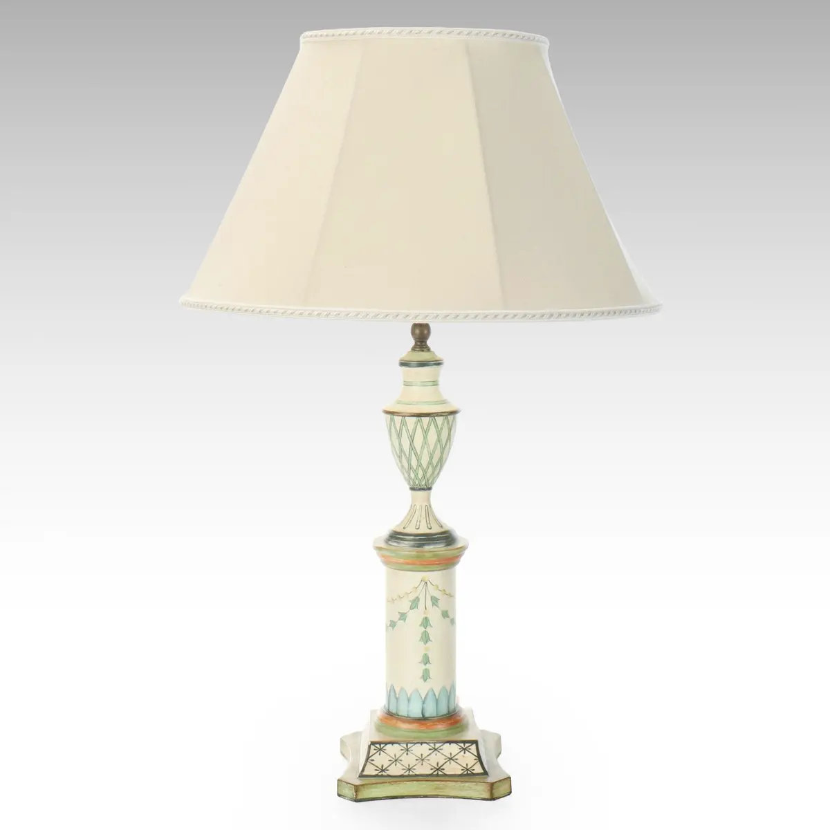 Folk Art Style Painted Metal Table Lamp, 21st Century