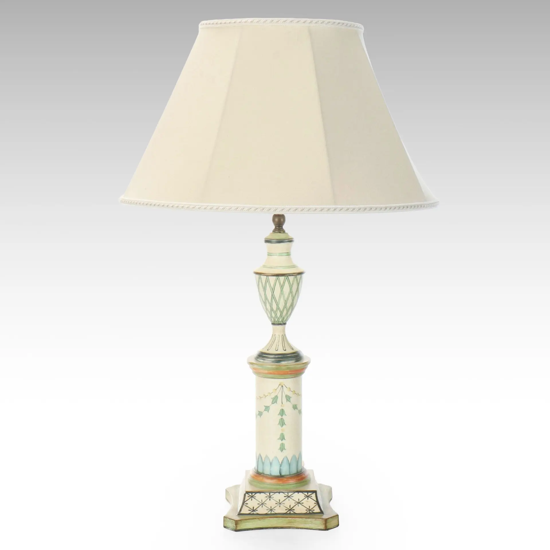 Folk Art Style Painted Metal Table Lamp, 21st Century