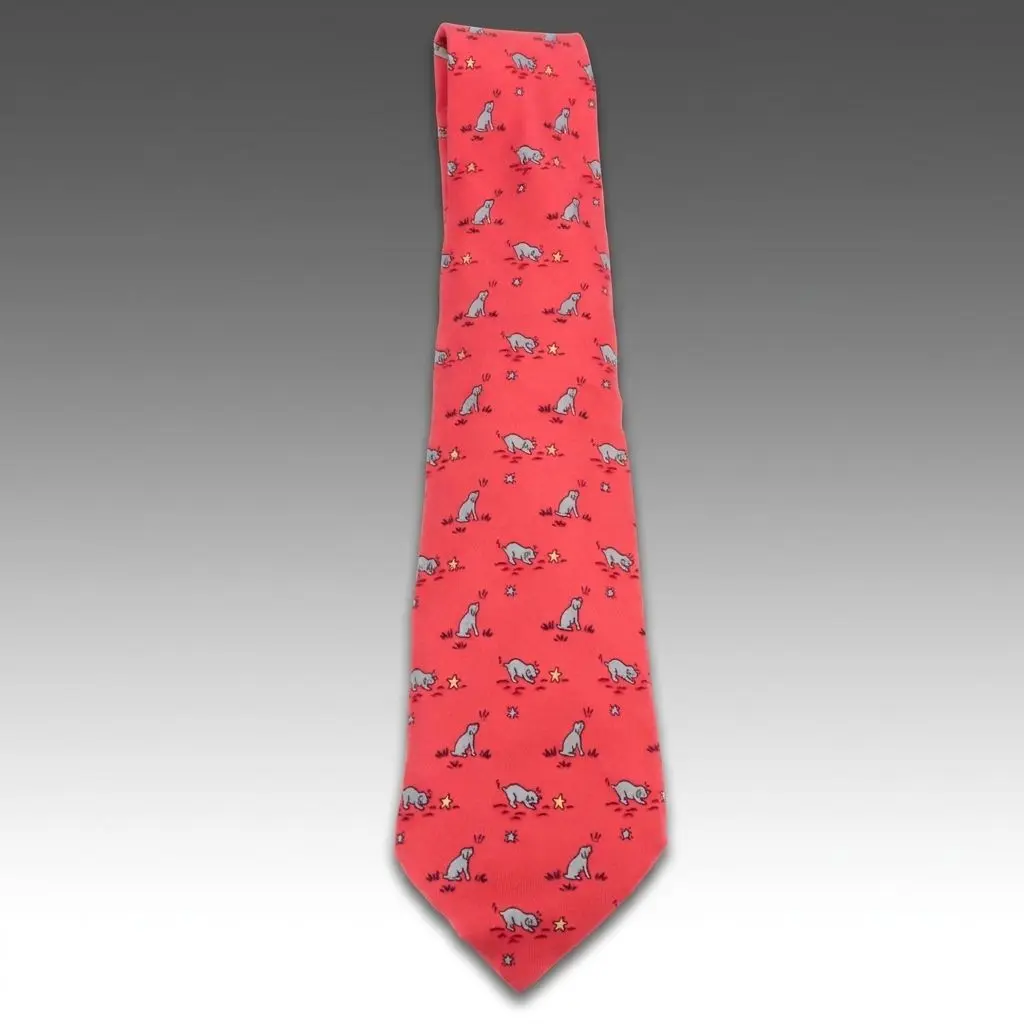 Hermès Silk Neck Tie in Red Dog and Star Pattern
