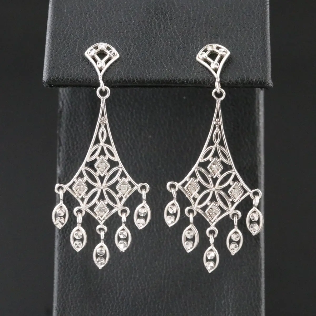 10K 0.04 CTW Diamond Chandelier Earrings