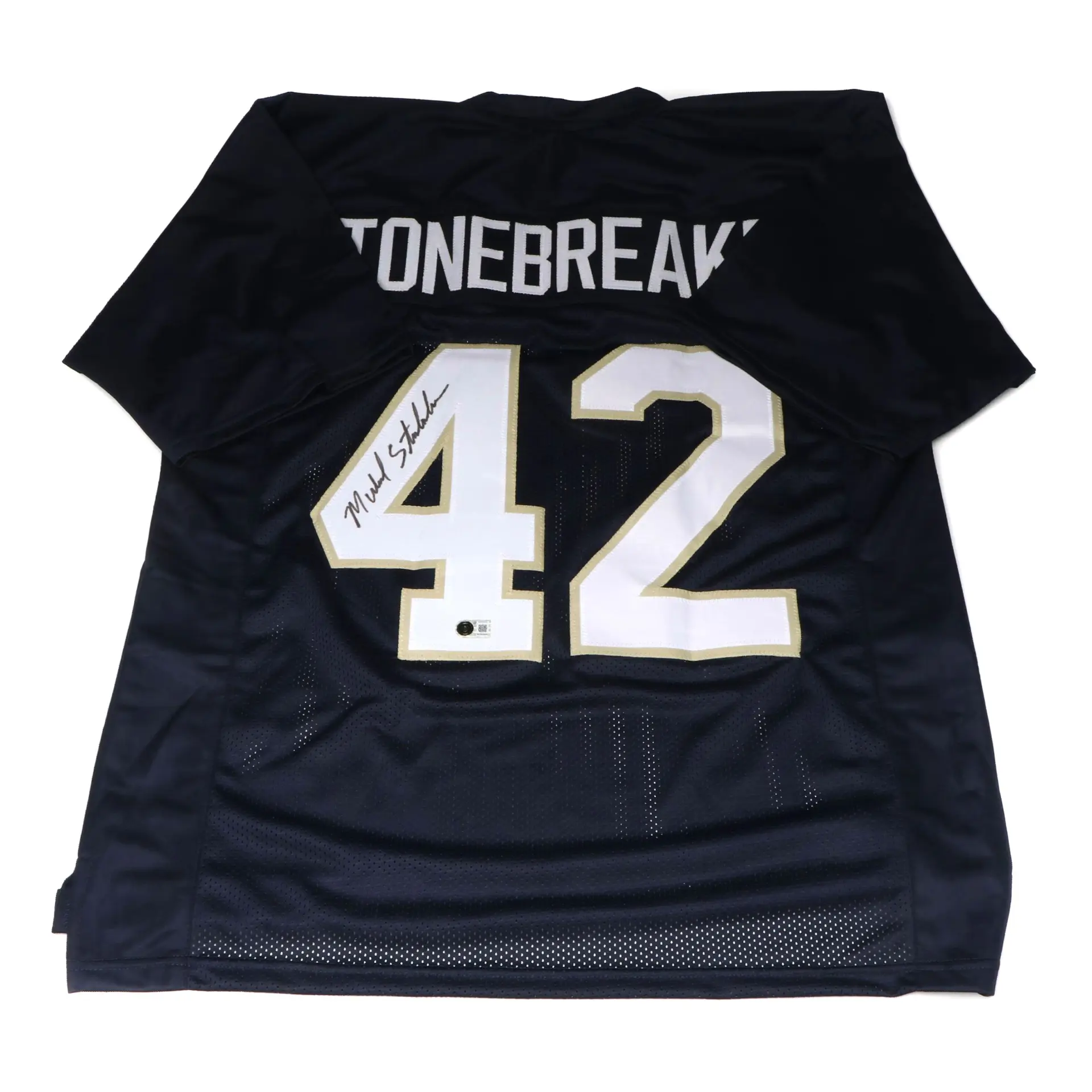 Michael Stonebreaker Signed Notre Dame Fighting Irish Football Jersey, Beckett