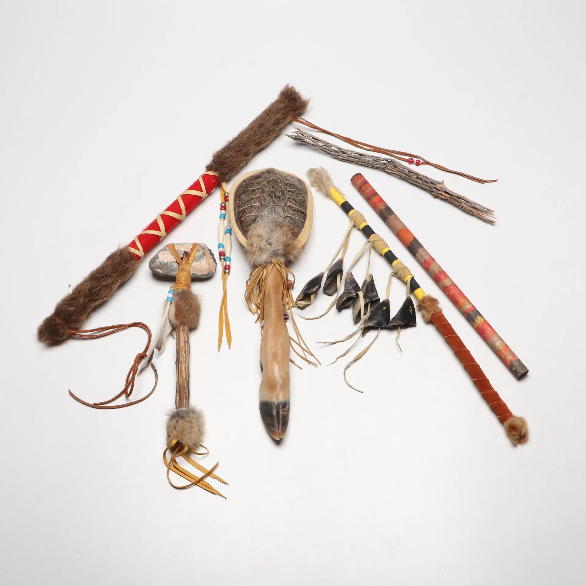 Native American Turtle Shell Rattle with Deer Leg Handle and More Collectibles