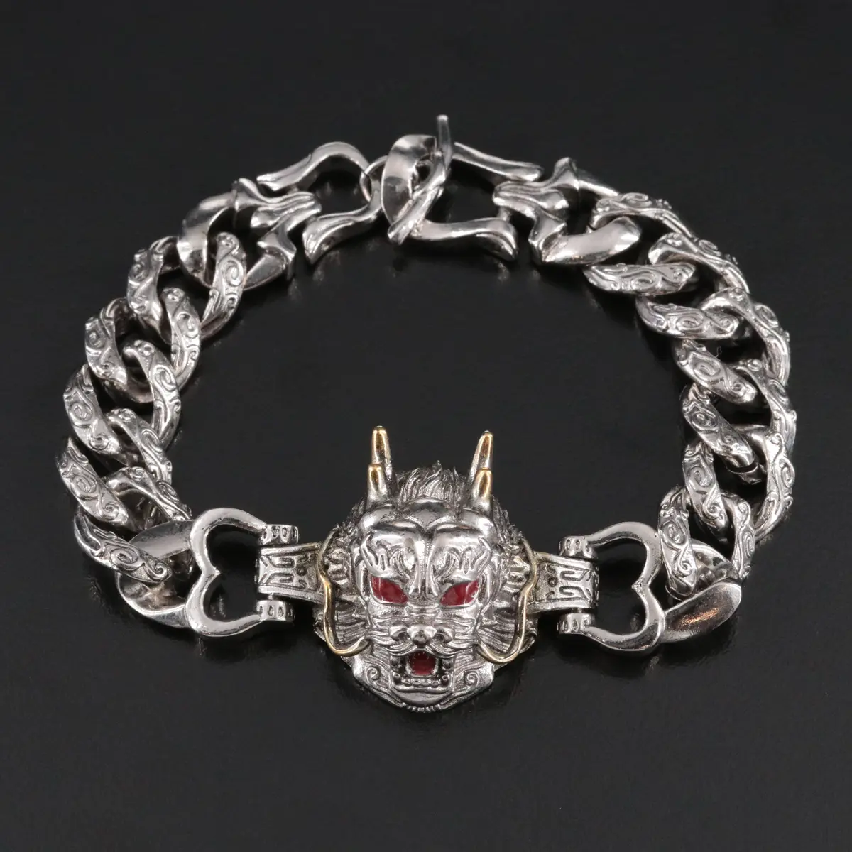 Dragon Bracelet with Enameled Eyes