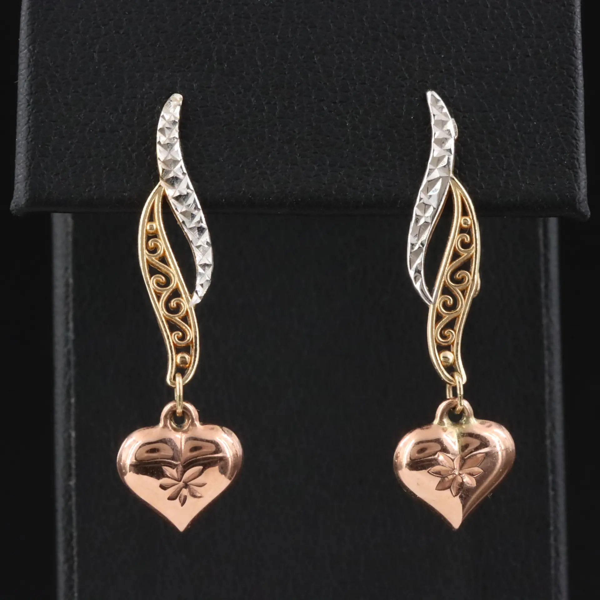 Michael Anthony 10K Tri-Color Heart Earrings