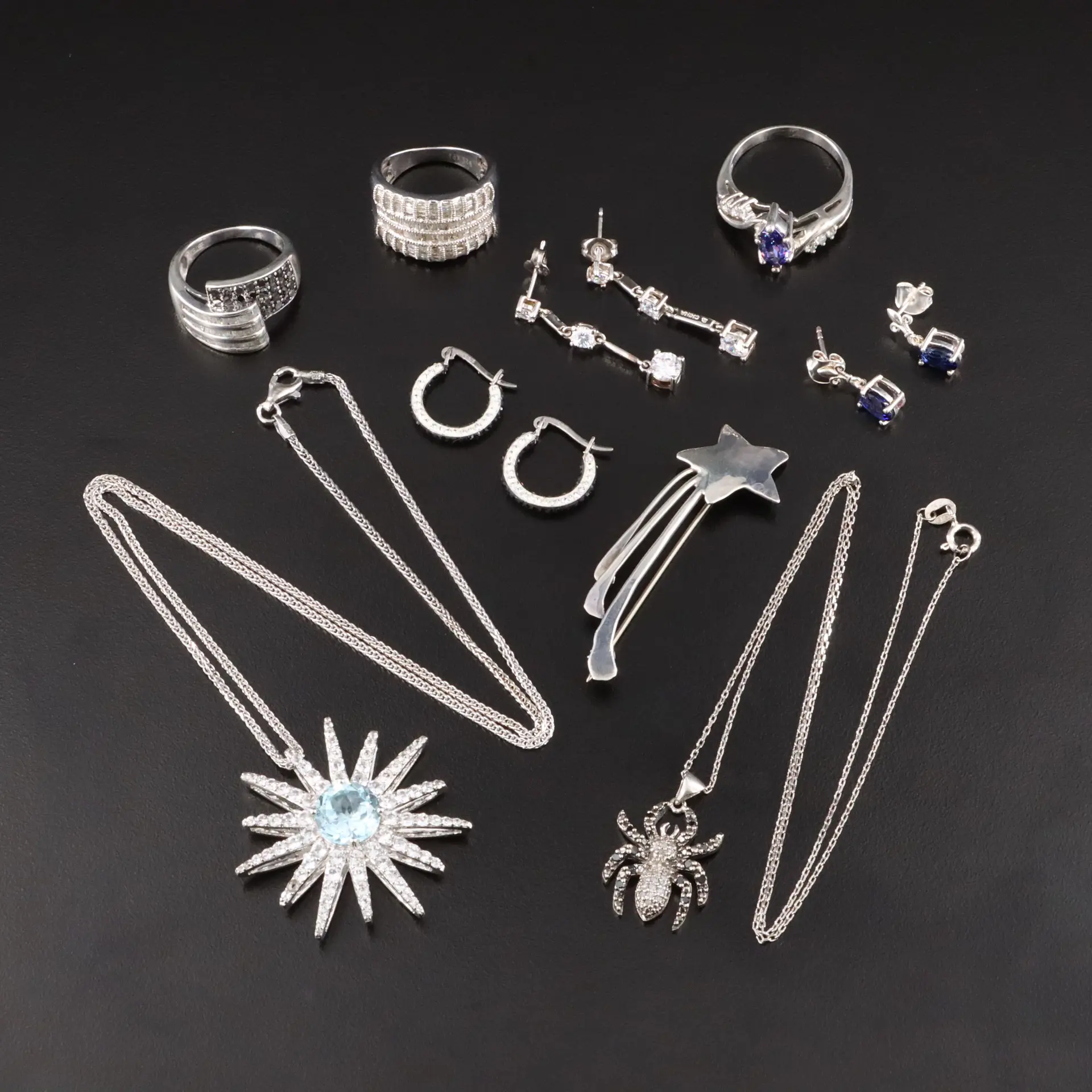 Sterling Selection Featuring Pavé Diamond Rings and Spider and CZ Jewelry