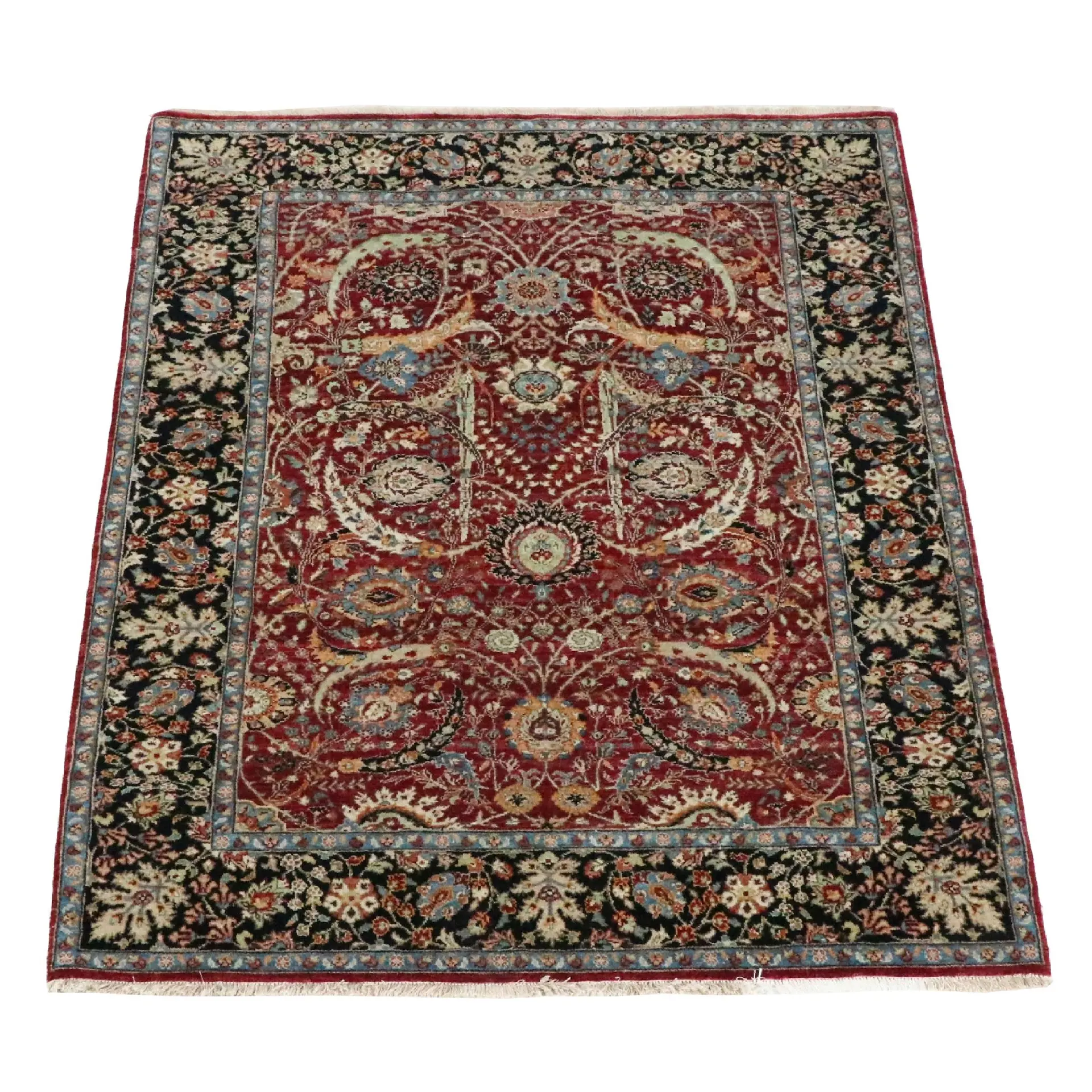 5'1 x 7' Hand-Knotted Indian Agra Area Rug