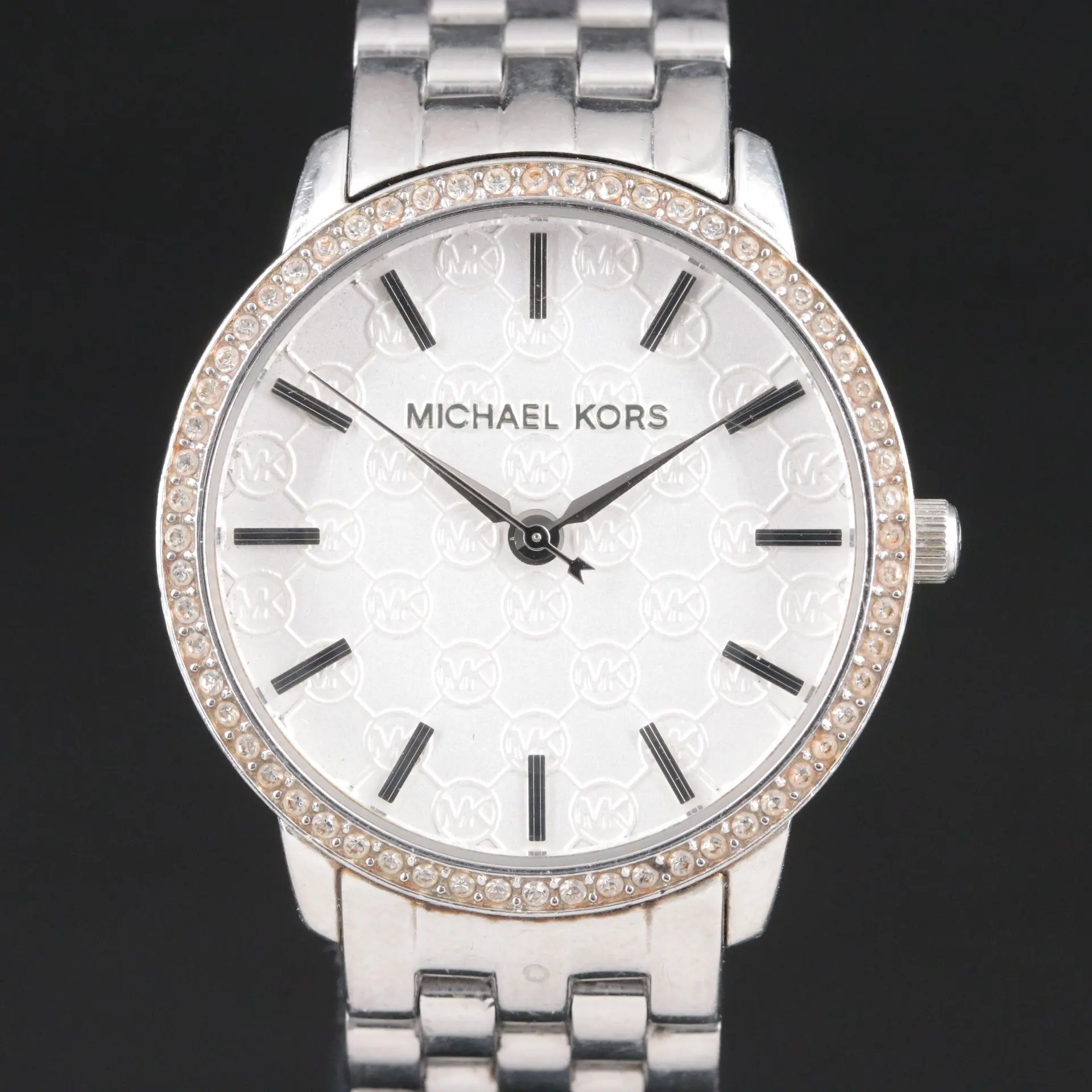Michael Kors Argyle Logo Pattern Stainless Steel Quartz Watch MK3372