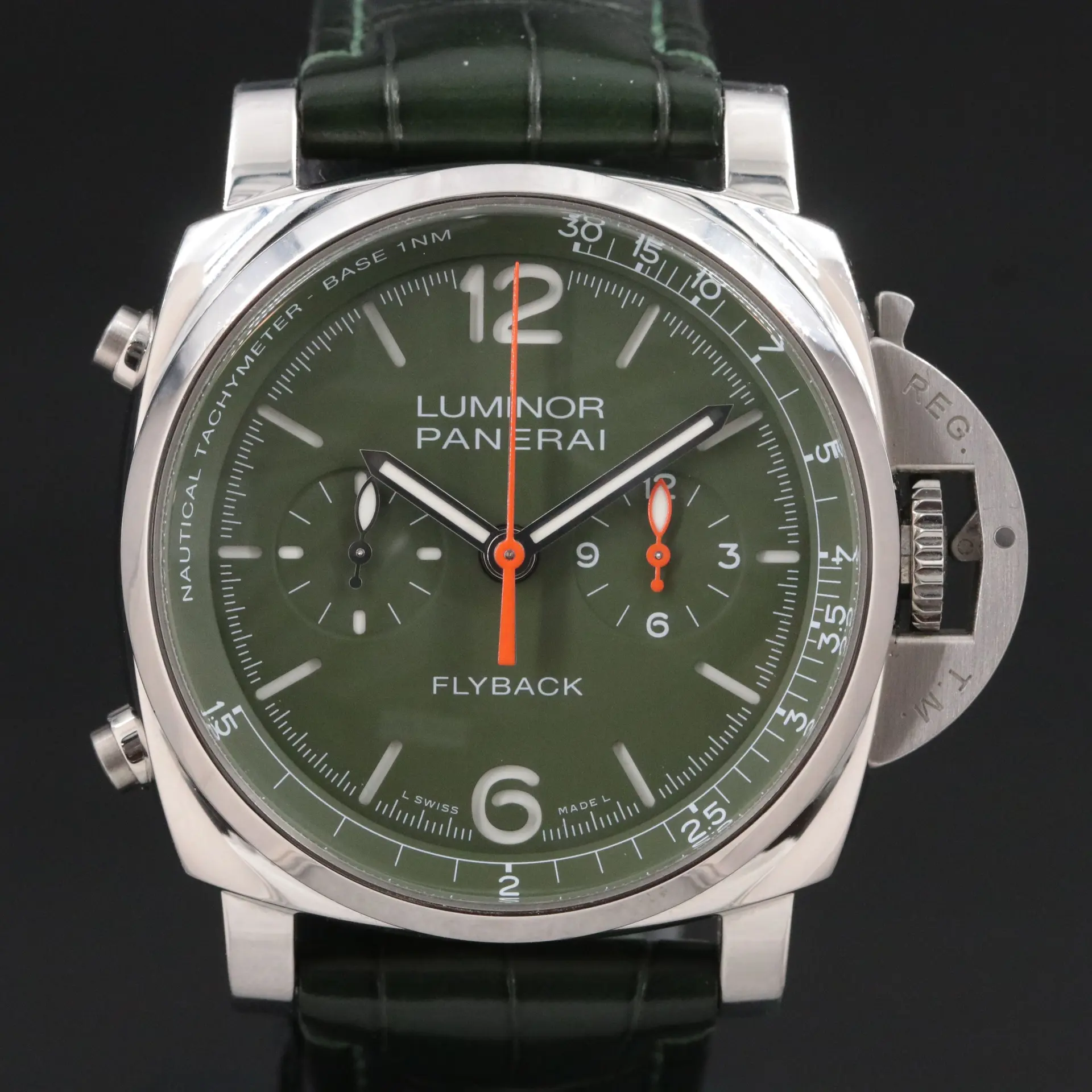 Panerai 1950 3 Days Luminor Chrono Flyback Verde Militare Automatic Steel Watch