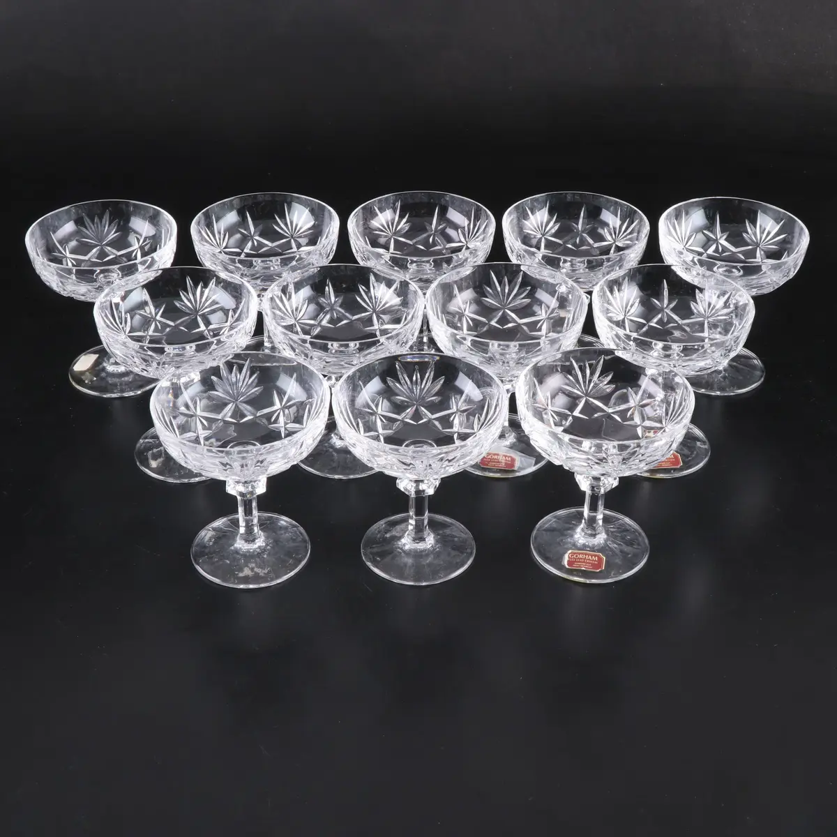 Gorham Crystal "Crown Point" Tall Sherbet Glasses