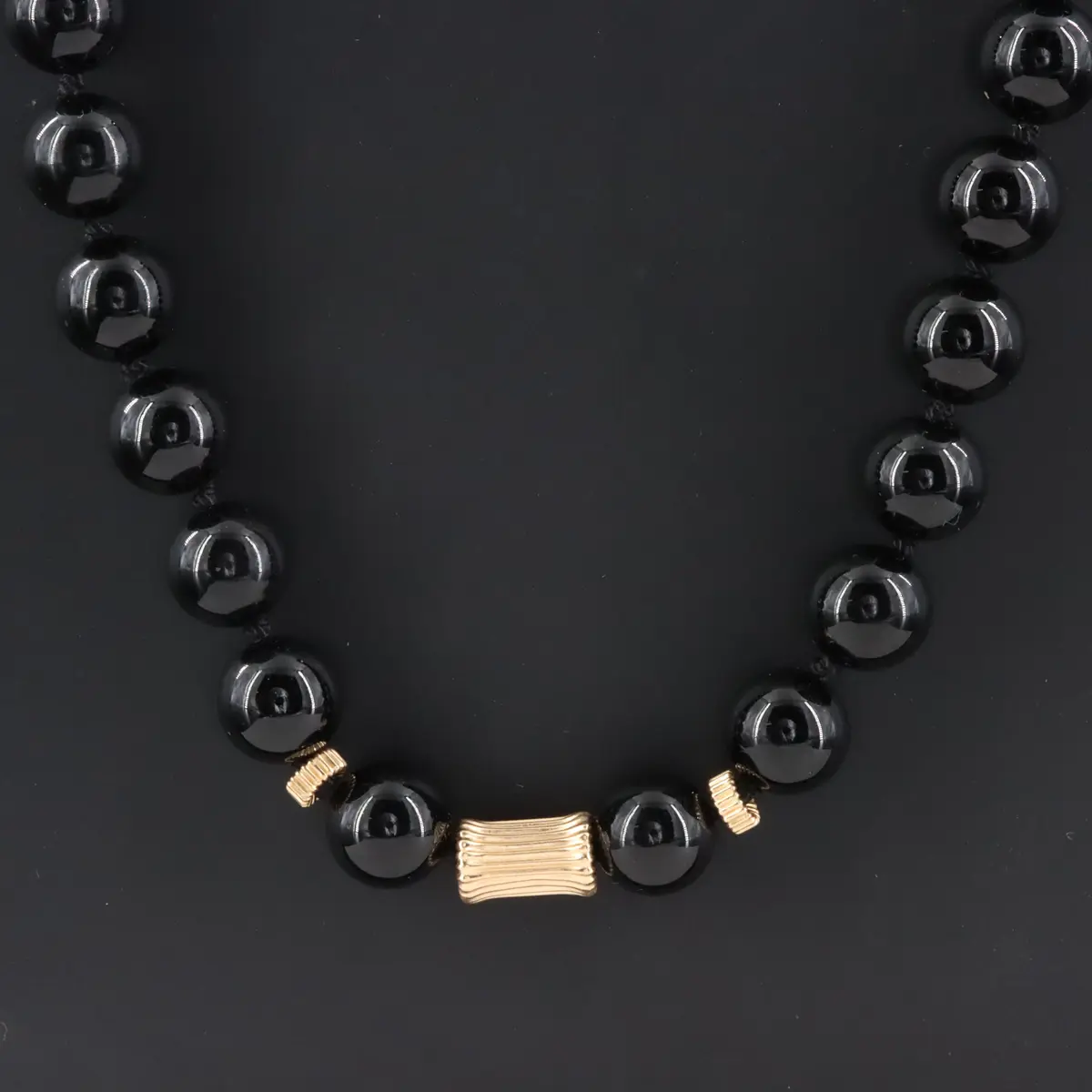 Black Onyx Necklace with 14K Accent Beads