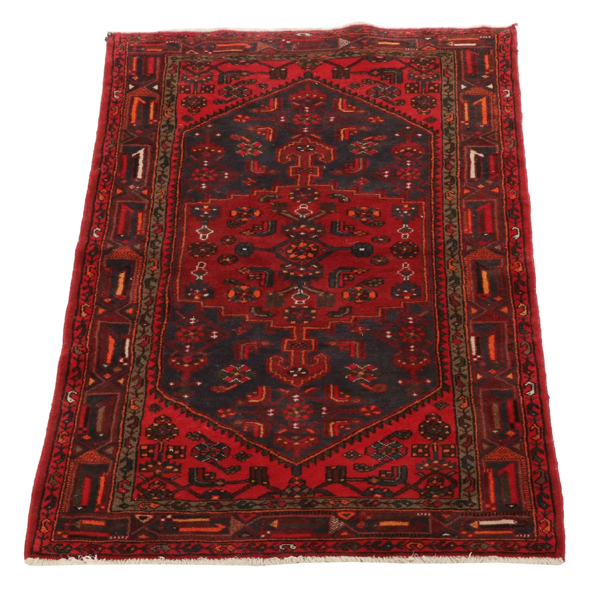 4'2 x 6'7 Hand-Knotted Persian Hamadan Area Rug