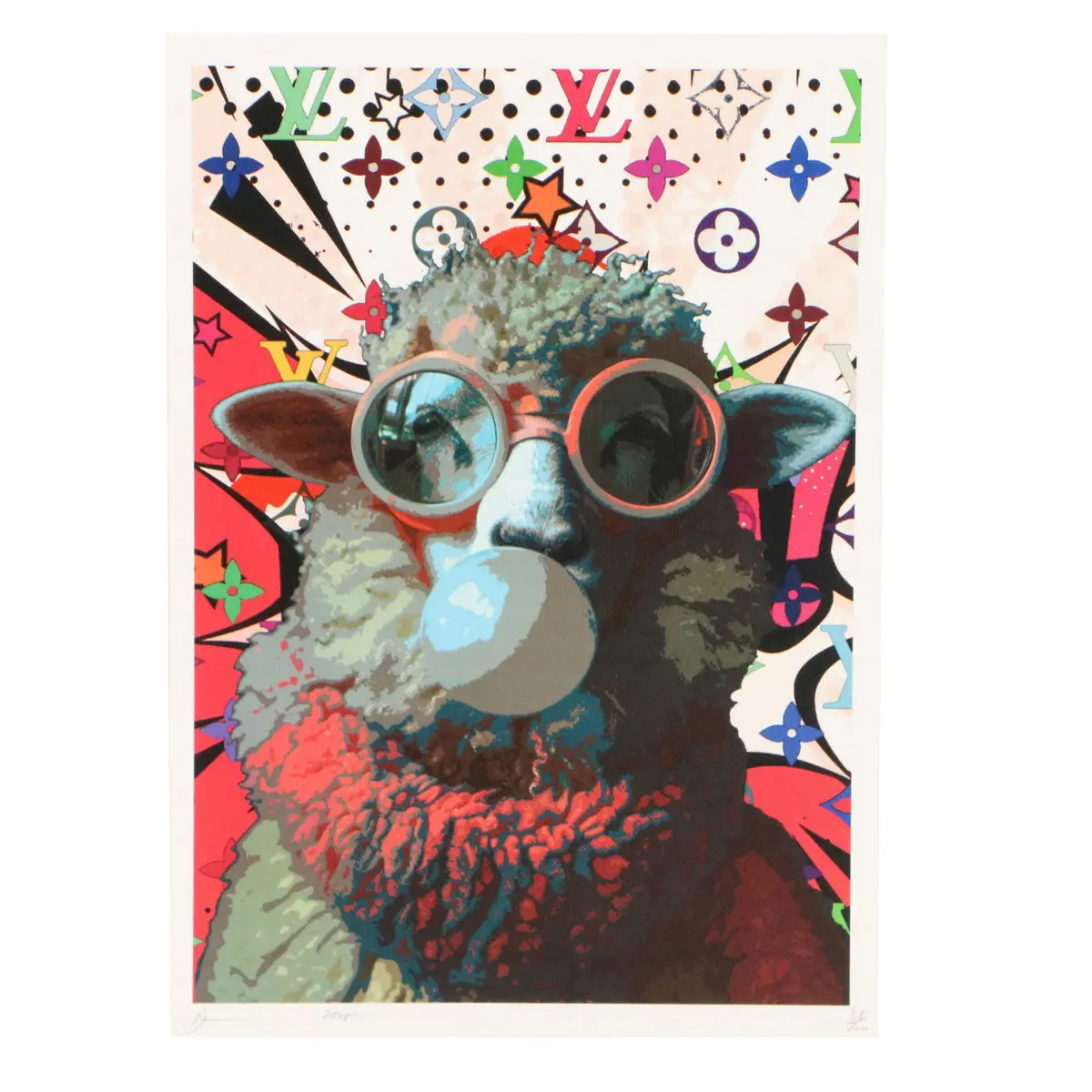 Death NYC Pop Art Graphic Print with Bubble Gum Sheep x Louis Vuitton