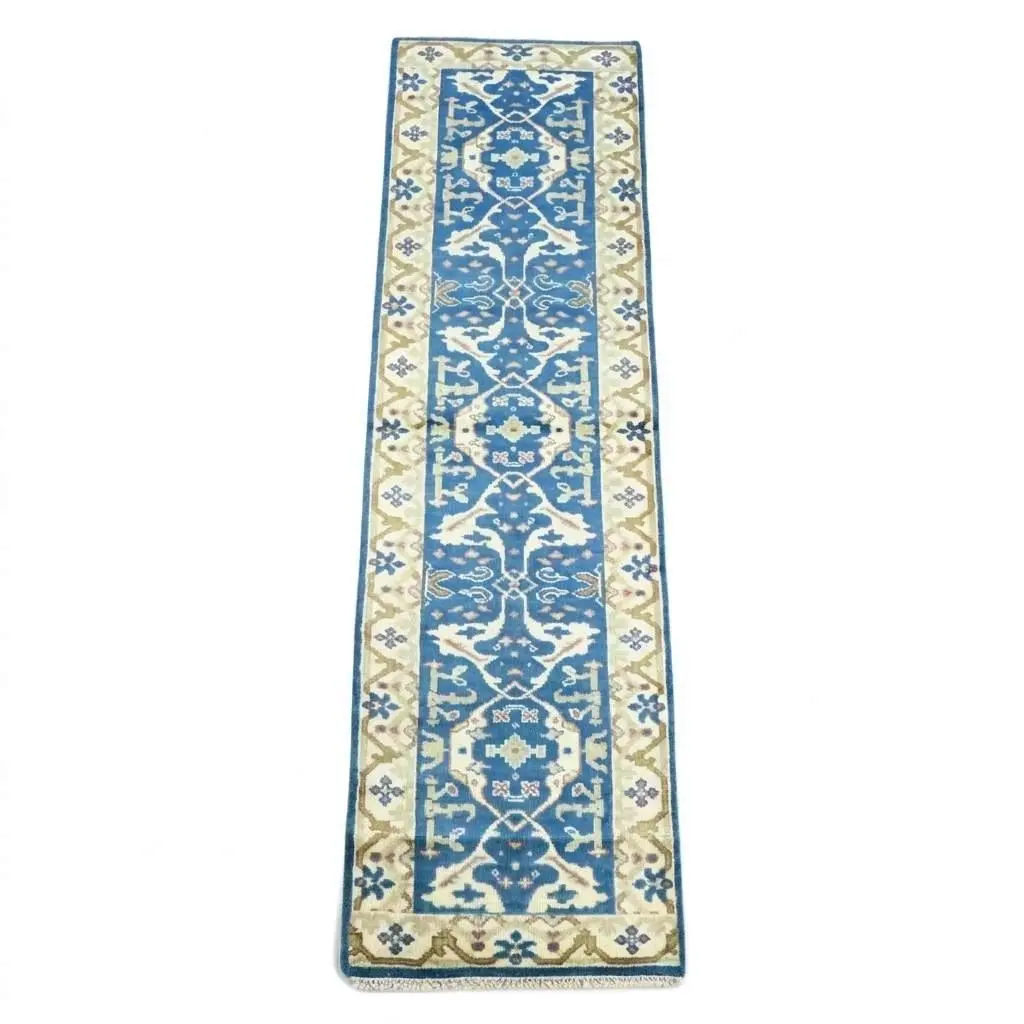 2'9 x 10'1 Hand-Knotted Indo-Turkish Oushak Carpet Runner