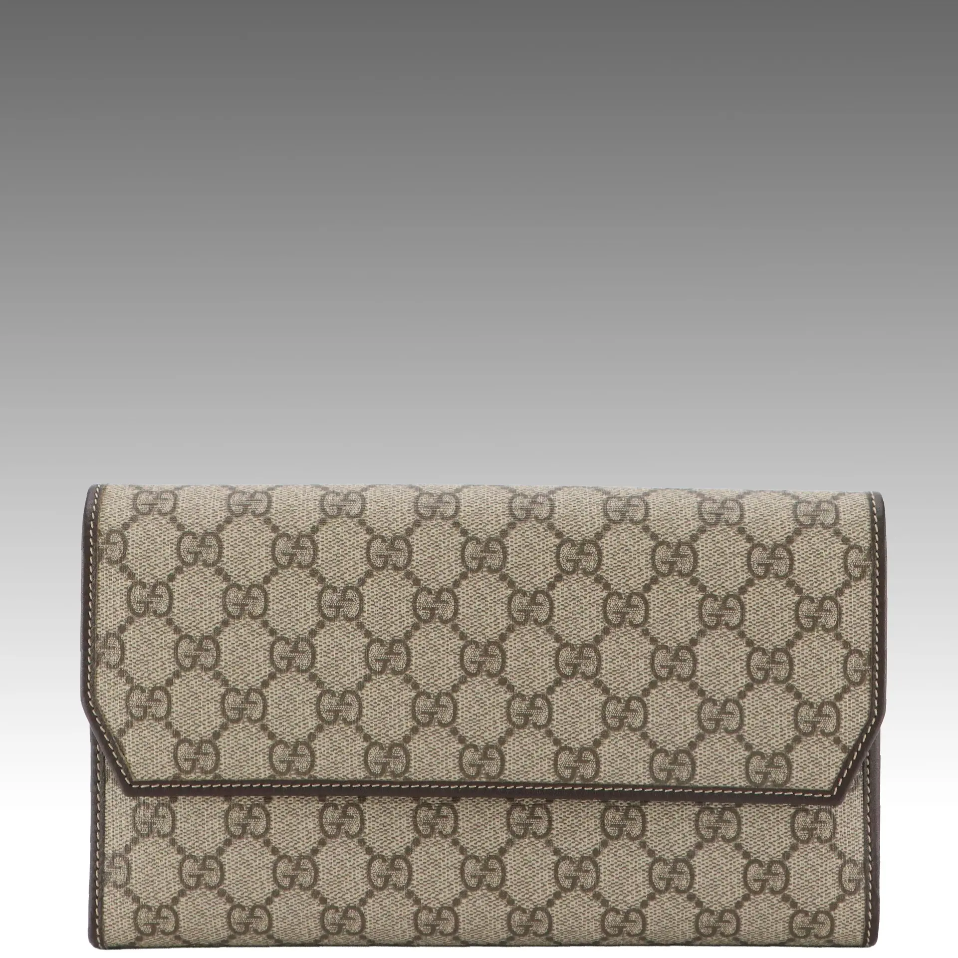 Gucci Organizer Travel Wallet in GG Supreme Canvas and Brown Leather with Box