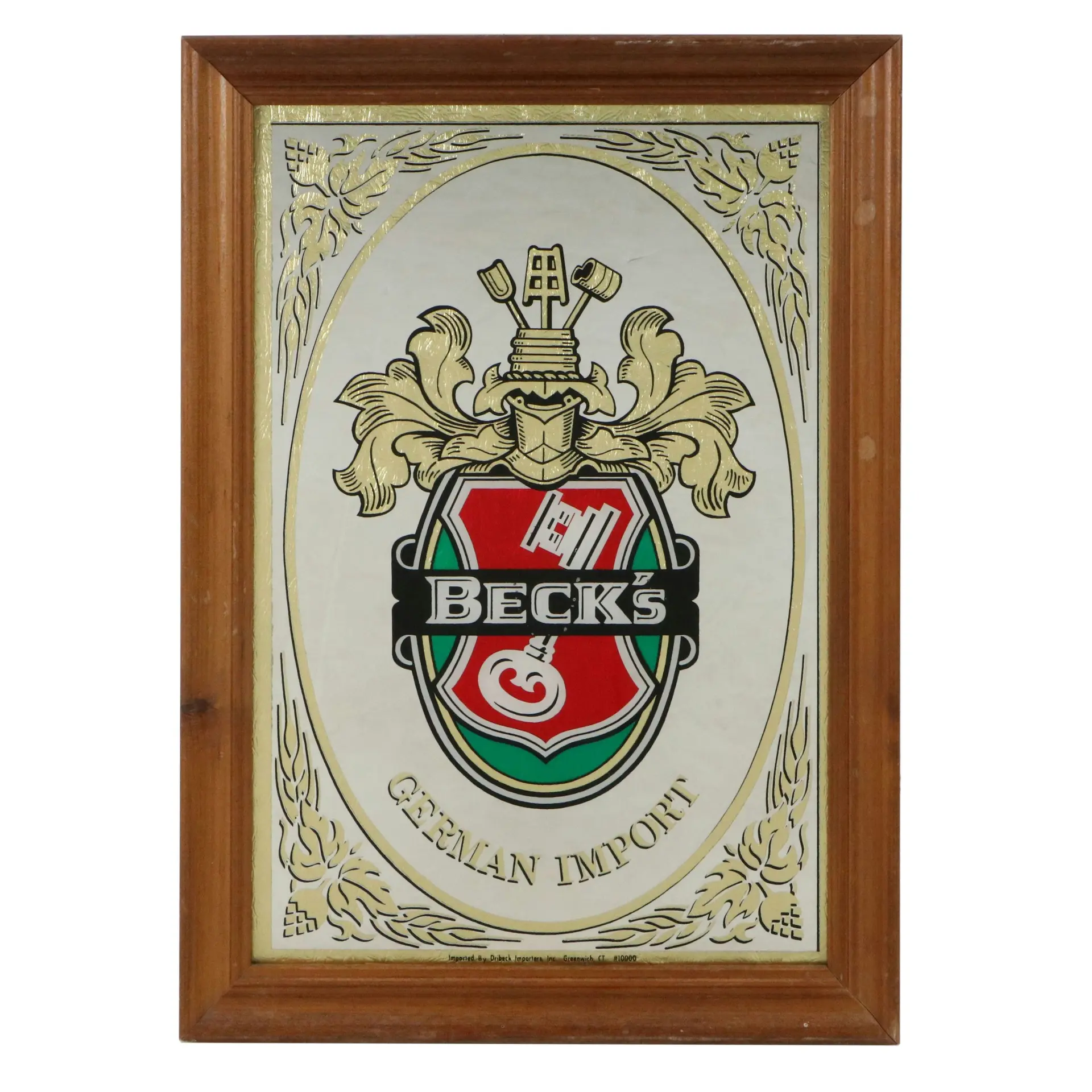 Beck's Beer Embellished Serigraph Bar Mirror, 20th Century