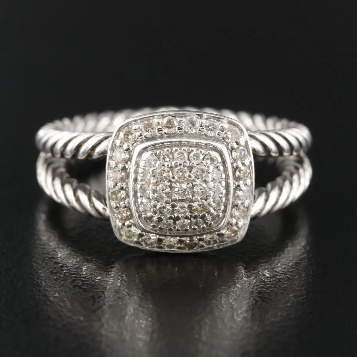 David Yurman Petite Albion Sterling 0.55 CTW Pavé Diamond Ring
