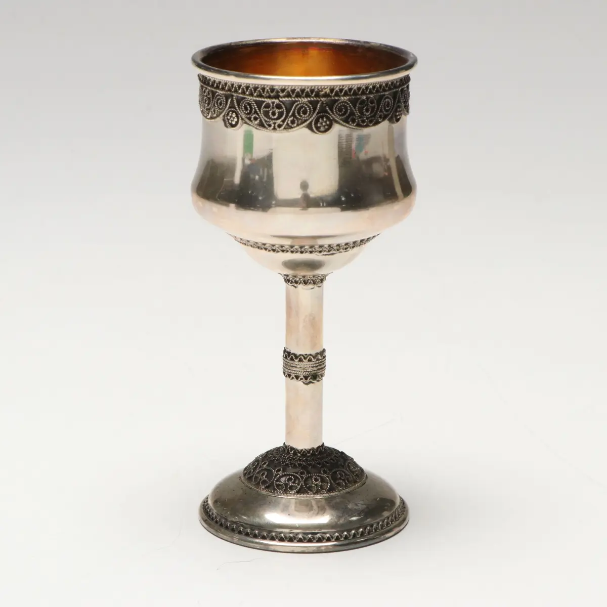 Zadok Israeli Parcel Gilt Sterling Silver Kiddush Cup