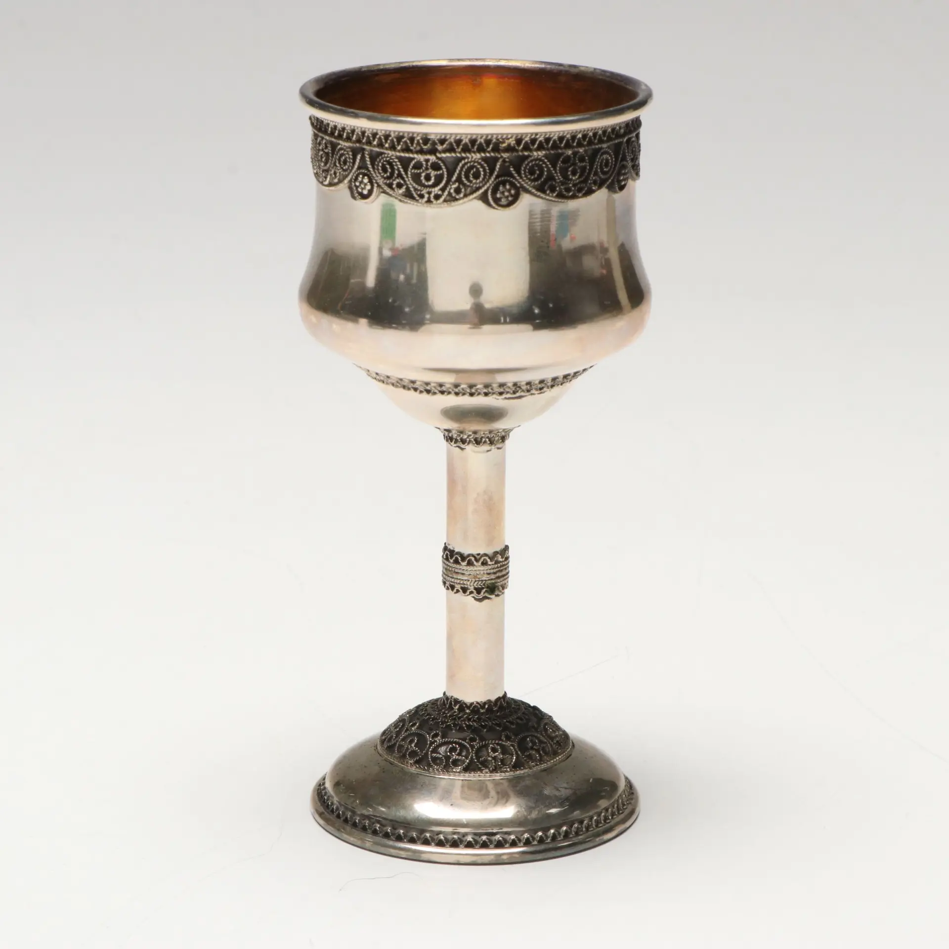 Zadok Israeli Parcel Gilt Sterling Silver Kiddush Cup