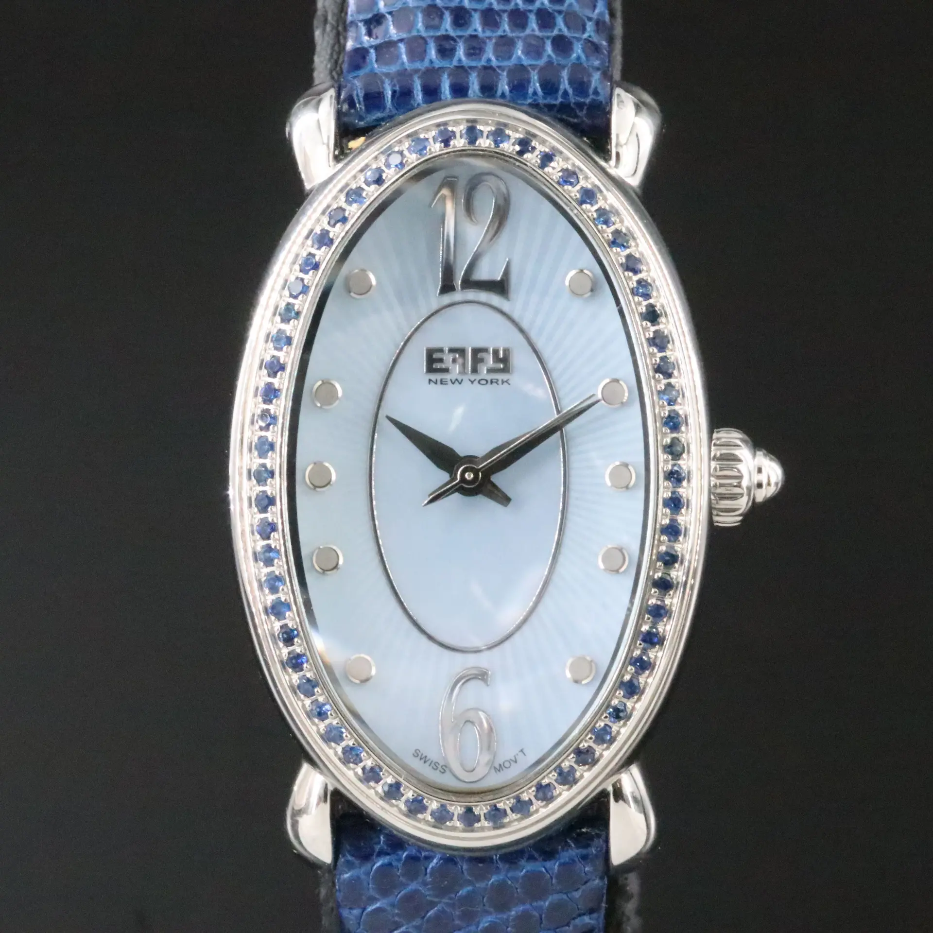 EFFY New York Blue Sapphire Stainless Steel Swiss Quartz Luxury Dress Watch