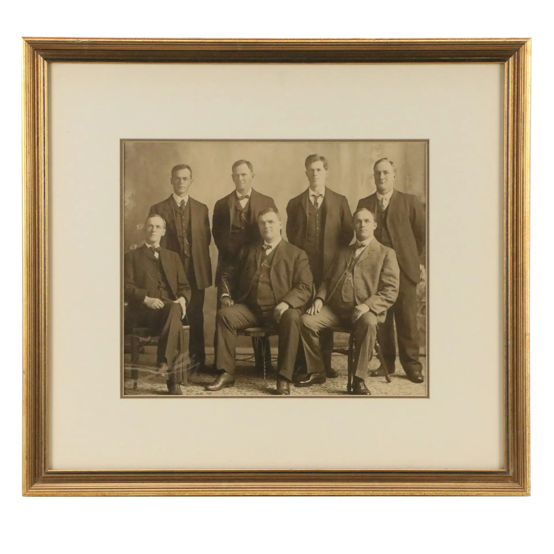 Silver Print Group Portrait of Seven Men, 20th Century
